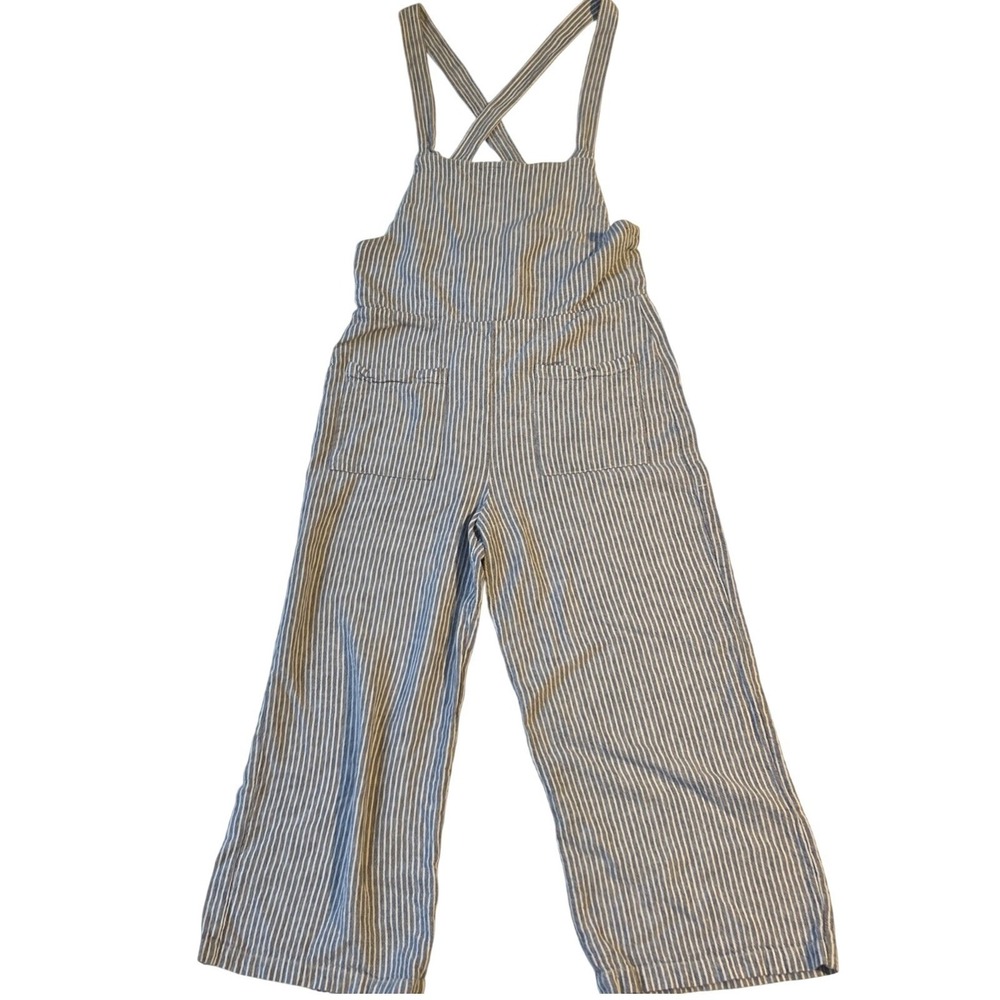 Free People Overalls Crop Wide Leg Tie Back Stripe Pockets‎ Relaxed Boho Size 4